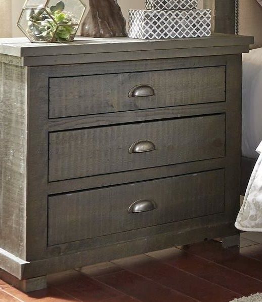 Progressive® Furniture Willow Distressed Dark Gray Nightstand Bob Mills Furniture