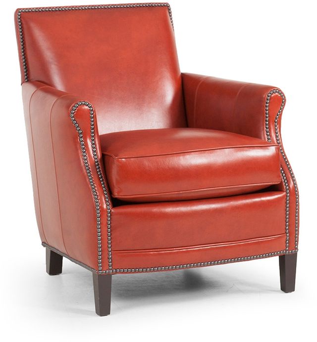 Smith Brothers 517 Collection Red Leather Stationary Chair