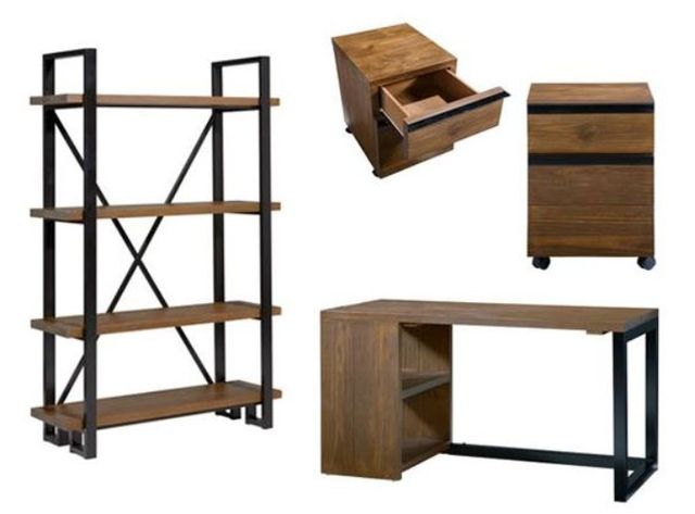 Progressive® Furniture Berkley Hall Black/Russet Pine Desk Companion-3