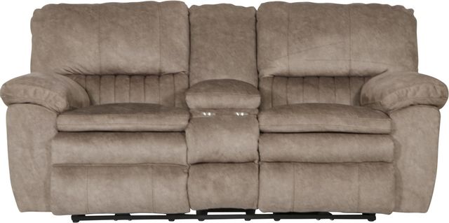 Catnapper® Reyes Portabella Reclining Lay Flat Console Loveseat with Storage and Cupholders 1