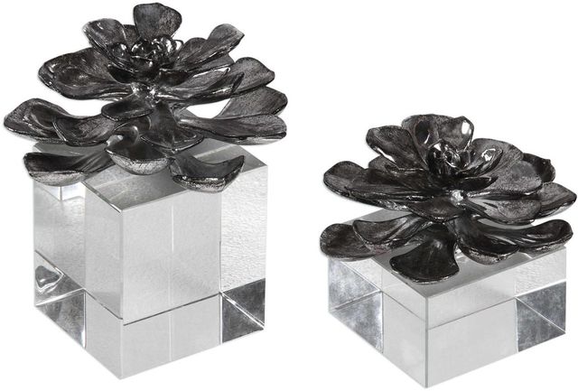 Uttermost® by David Frisch Indian Lotus Metallic Silver Sculpture-0