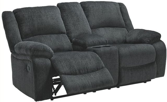 Signature Design by Ashley® Draycoll Slate Reclining Loveseat with Console-3