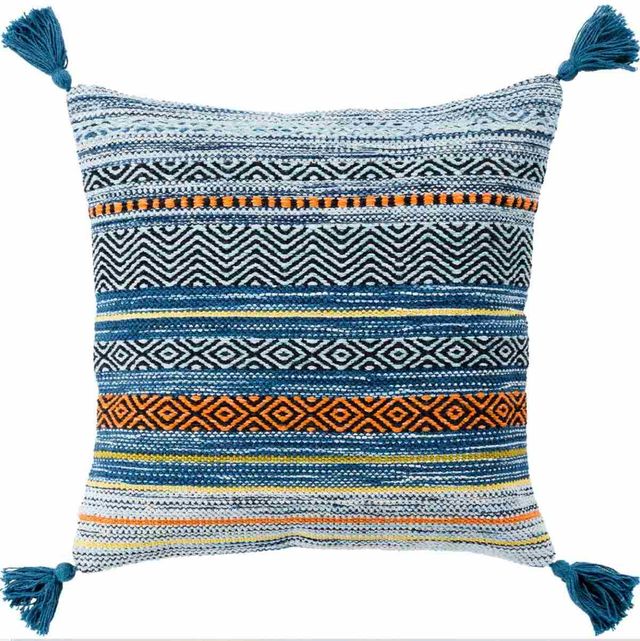Surya Trenza Bright Blue 18"x18" Pillow Shell with Down Insert-0