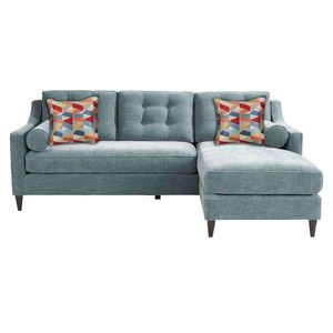Hanover Teal Sofa Chaise with Throw Pillows