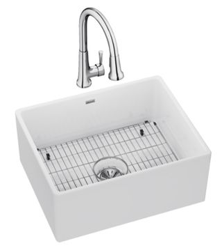 Elkay® Fireclay Farmhouse White 24.44'' x 19.69'' x 9.13" Single Bowl Sink 