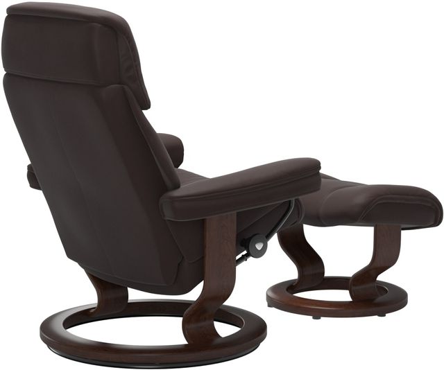 Stressless® by Ekornes® Ruby Chocolate Medium All Leather Recliner with Footstool-3