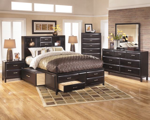 Ashley® Kira Almost Black Queen Storage Bed 1