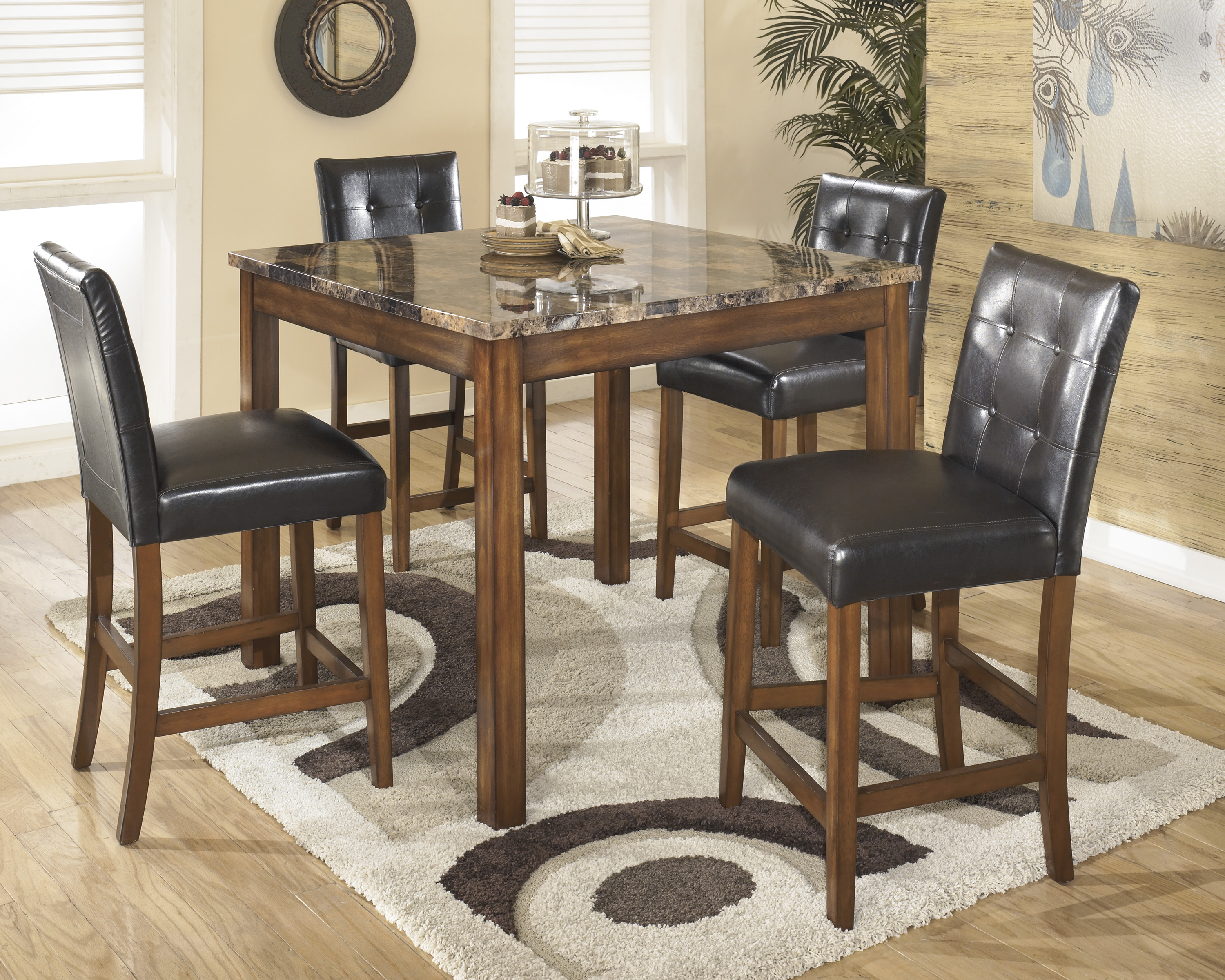 Signature Design by Ashley® Theo 5 Piece Warm Brown Square Counter Table Set