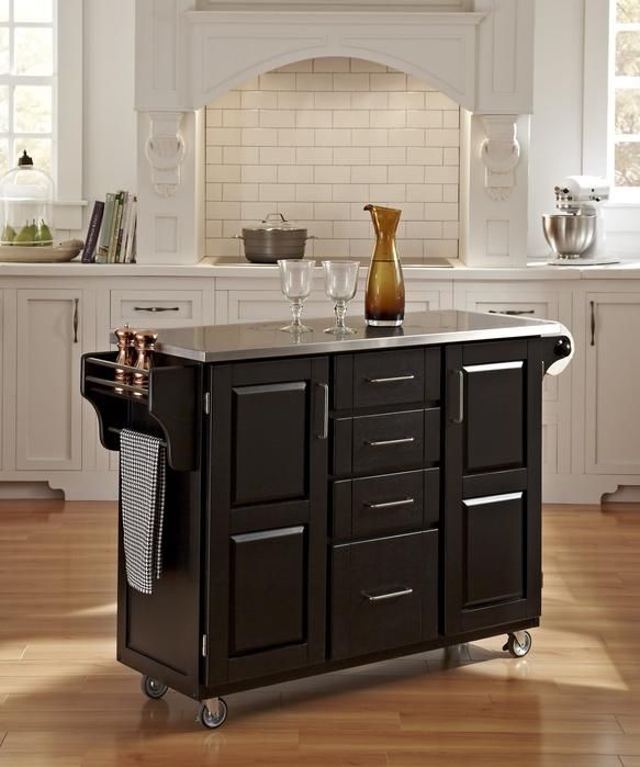 homestyles® Create-a-Cart Black/Stainless Steel Kitchen Cart-1