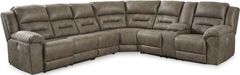 Signature Design by Ashley® Ravenel 4-Piece Fossil Right-Arm Facing Power Reclining Sectional with Console