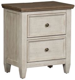 Liberty Furniture Heartland Antique White 2 Drawer Nightstand with Charging Station