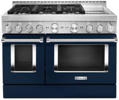 KitchenAid® 48" Ink Blue Smart Commercial-Style Gas Range with Griddle