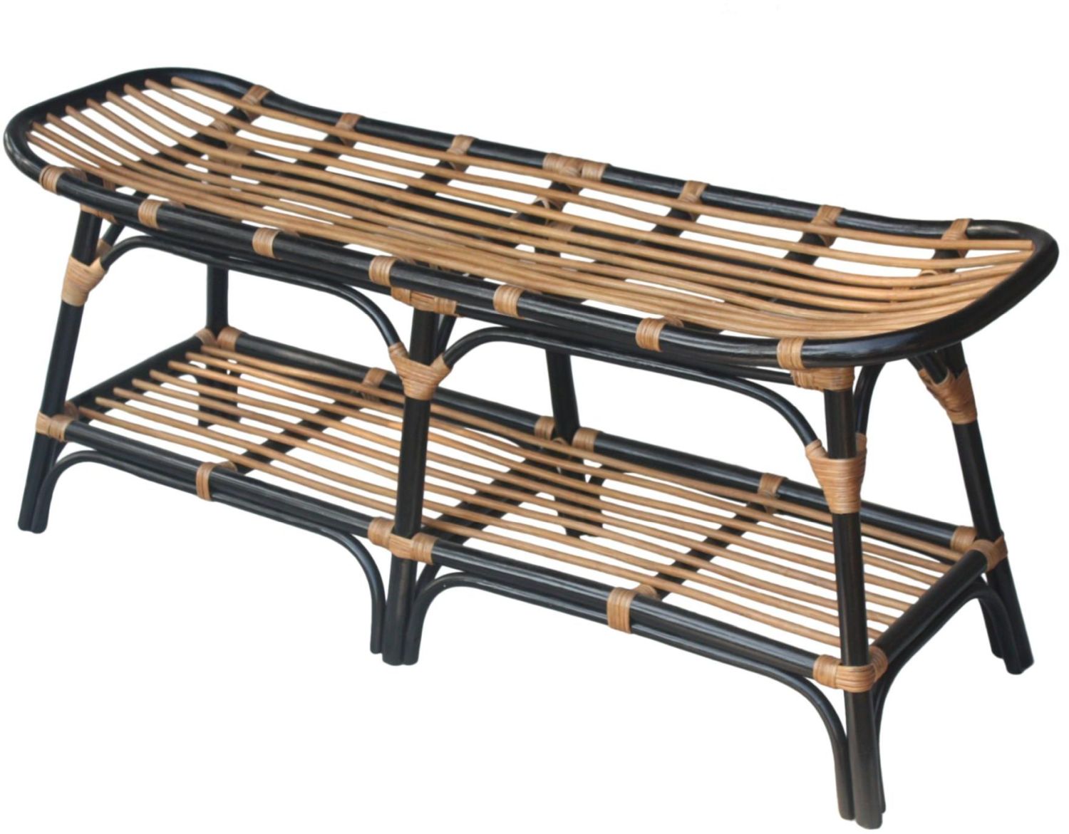 black rattan bench seat