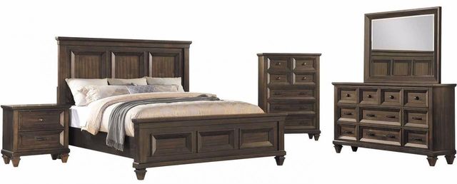 New Classic® Home Furnishings Sevilla 5-Piece Walnut Queen Bedroom Set with Two Nightstands-0