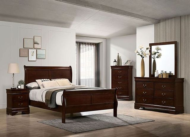 Acme 19520Q 4 pc louis philippe iii cherry finish wood sleigh queen bedroom  set