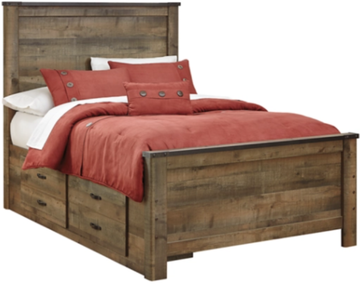 Signature Design By Ashley® Trinell Rustic Brown Panel Bed With With 2 ...