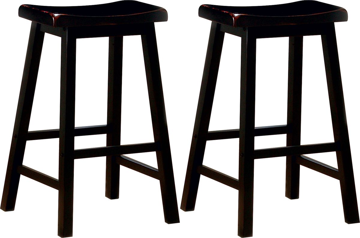 Coaster® Set of 2 Black Wooden Bar Stools