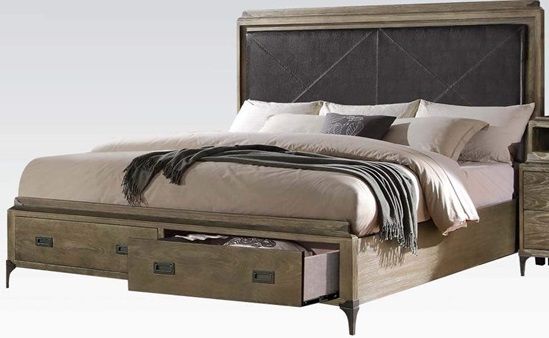 ACME Furniture Athouman Weathered Oak Eastern King Storage Bed