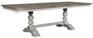 Liberty Whitney Weathered Gray Trestle Table with Antique Linen Base