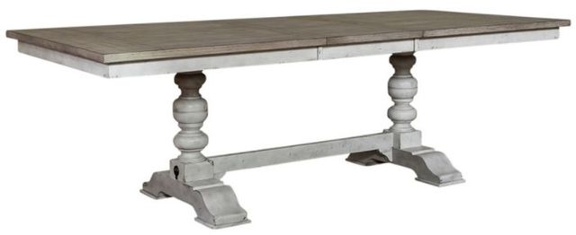 Liberty Furniture Farmhouse Whitney 5-Piece Antique Linen/Weathered Gray Trestle Table Set-1