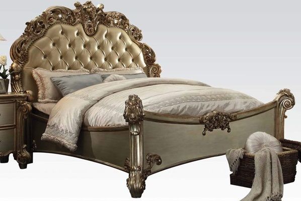 ACME Furniture Vendome Bone/Gold Patina Queen Bed