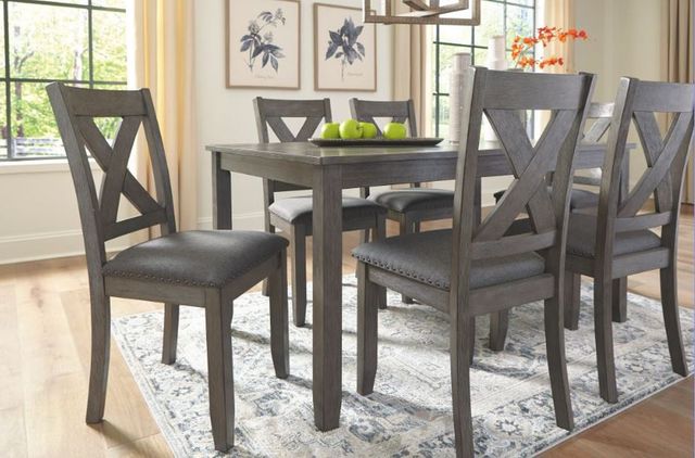 Signature Design by Ashley® Caitbrook 7-Piece Antiqued Gray Dining Table Set 1