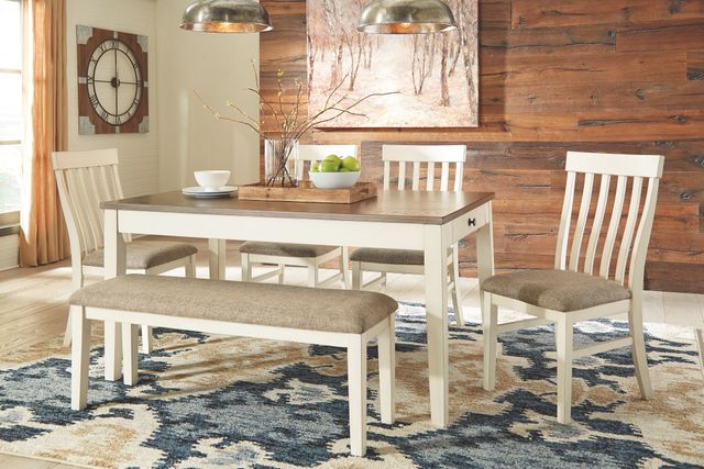 Benchcraft® Bardilyn Antique White/Brown Rectangular Dining Room Table 2