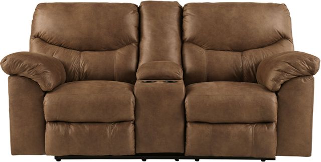 Signature Design by Ashley® Boxberg Teak Double Reclining Loveseat with Console