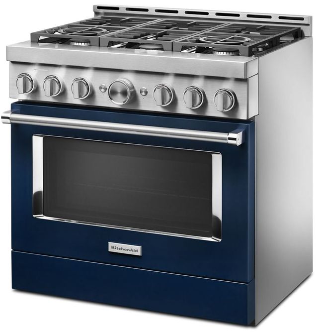 KitchenAid® 36" Ink Blue Smart Commercial-Style Gas Range 2