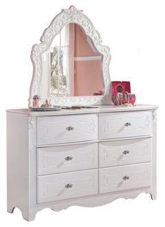 Signature Design by Ashley® Exquisite White Dresser and French Style Bedroom Mirror