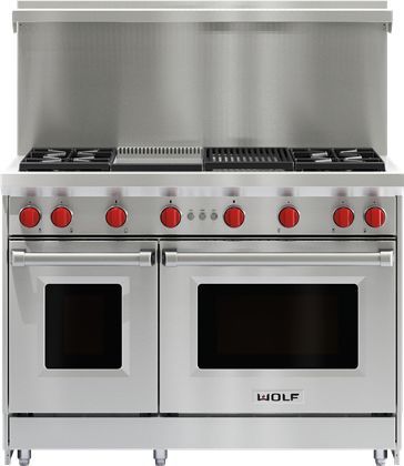 Wolf® 48" Stainless Steel Gas Range Riser with Shelf-1