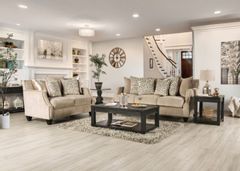 Furniture of America® Hendon Beige 2-Piece Sofa and Loveseat Set