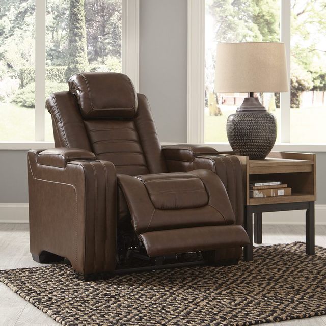 Signature Design by Ashley® Backtrack Chocolate Power Adjustable Headrest Recliner  7