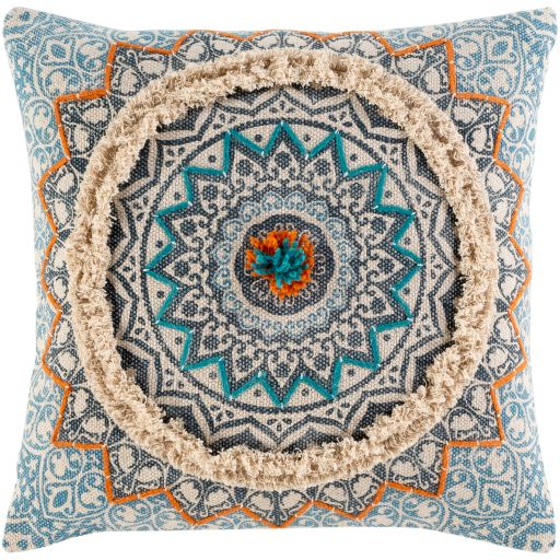 Surya Dayna Bright Blue 18"x18" Toss Pillow with Down Insert-0