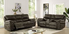 Furniture of America® Tredegar 2-Piece Mocha Power Reclining Sofa Set