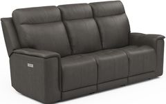Flexsteel® Miller Black Power Reclining Sofa with Power Headrest and Lumbar