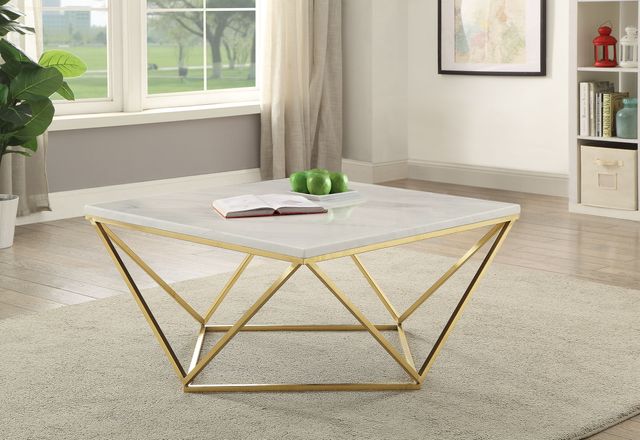 Coaster® White And Gold Square Coffee Table-1