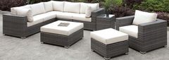 Furniture of America® Somani Light Gray Wicker/Ivory Cushion 4-Piece L-Sectional Collection