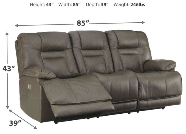 Signature Design by Ashley® Wurstrow Smoke Power Reclining Sofa with Adjustable Headrest 3