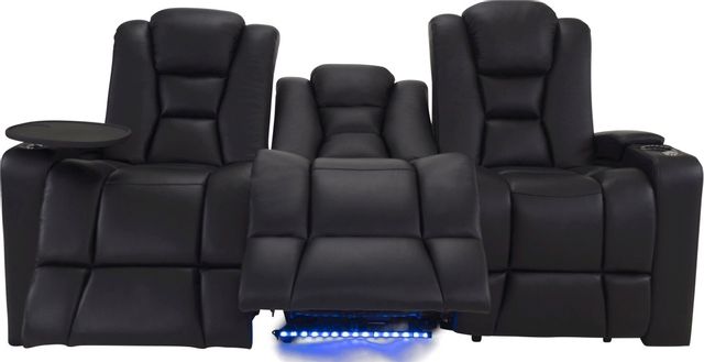 RowOne Revolution Home Entertainment Seating Black 3-Chair Sofa 1