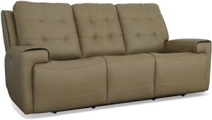 Flexsteel® Iris Khaki Power Reclining Sofa with Power Headrests