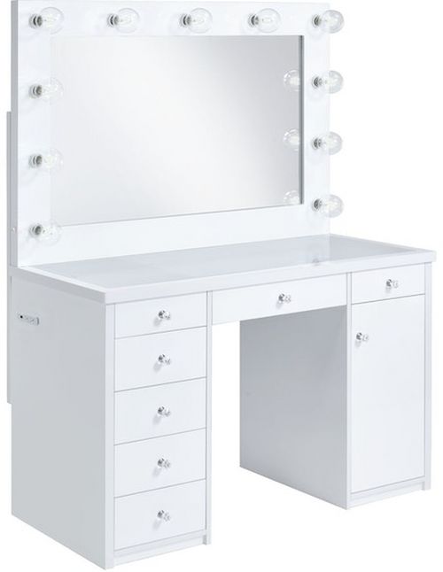 Elements International Amia White Complete Vanity with Lightbulbs