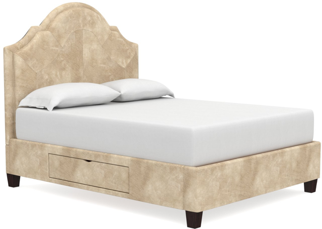 Bassett® Furniture Custom Upholstered Barcelona Leather King Bonnet Bed with 2 Storage Drawers