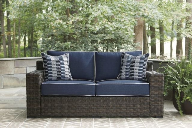 Signature Design by Ashley® Grasson Lane Brown/Blue Loveseat with Cushion 3