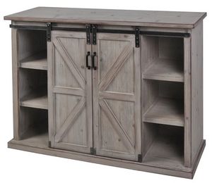 Stylecraft Gray Farmhouse Sliding Door Cabinet