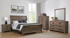 Coaster® Frederick 5-Piece Weathered Oak Queen Panel Bedroom Set 
