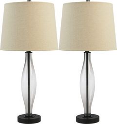 Signature Design by Ashley® Travisburg 2-Piece Clear/Black Table Lamps