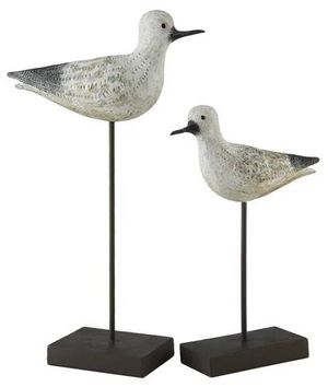 Crestview Collection Coastal Set of 2 Black/White Bird Statues