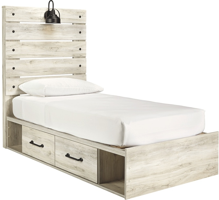 Signature Design by Ashley® Cambeck Whitewash Twin Panel Bed with 4 Storage Drawers
