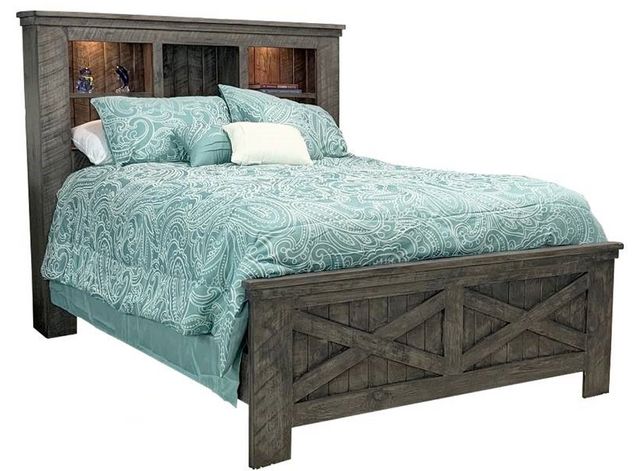 American Heartland Manufacturing Rustic Deluxe Alcove Queen Bookcase Bed